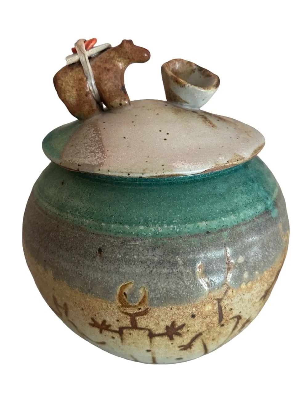 Studio Art Pottery Handmade  Stoneware Crock Jar 7.5” Artisan Rustic Earth Tones
